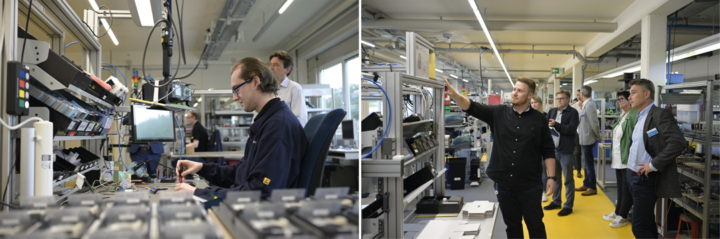 Mehrere Personen bei Betriebsführung am Interflex-Produktions- und Entwicklungsstandortes in Durchhausen