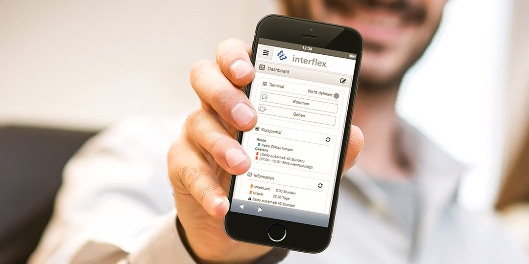 Zeiterfassungs-App von Interflex auf Smartphone-Display