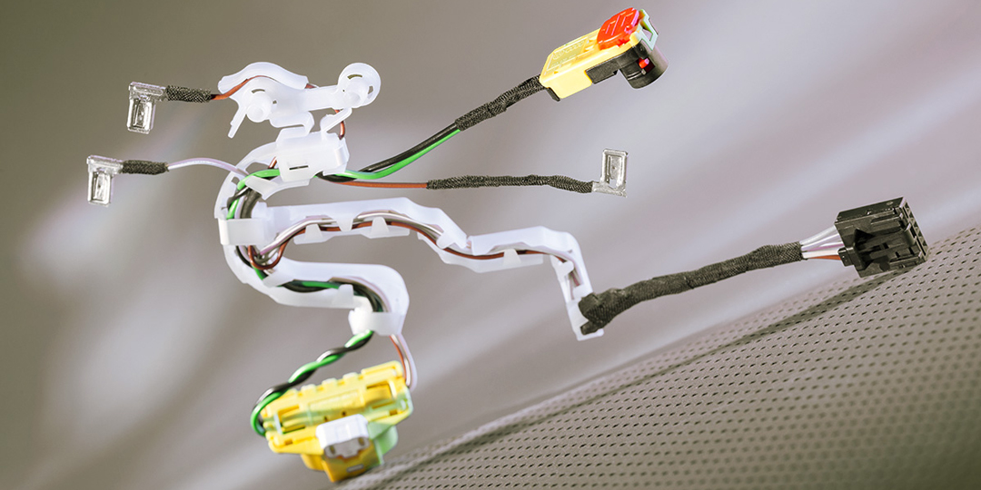 Electrical wiring harness with various connectors.